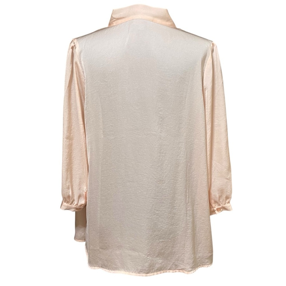 ModCloth HBIC Blouse 1X Blush Pink Silky Tie Neck Retro Office Top - Picture 3 of 6